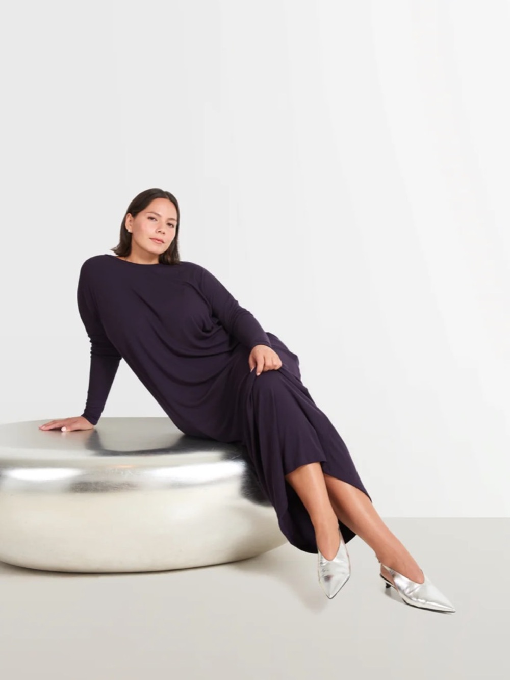 Solika JADEN RIBBED MIDI in Dark Purple